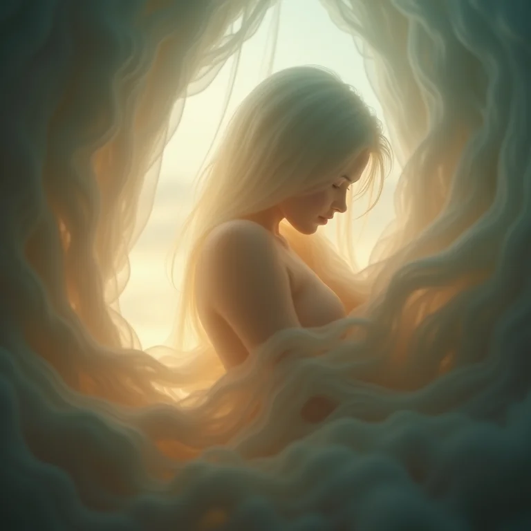 Figura envolta em luz suave, representando o estabelecimento do sono.