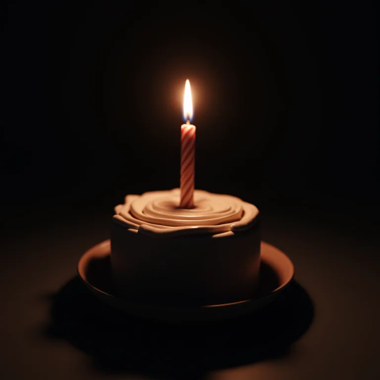 Fotografia surreal de uma vela acesa em um bolo, representando a individualidade e reflexão sobre a vida.