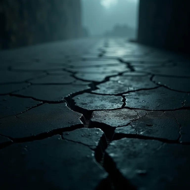 Imagem de fundação rachada simbolizando tremor de terra forte em sonho