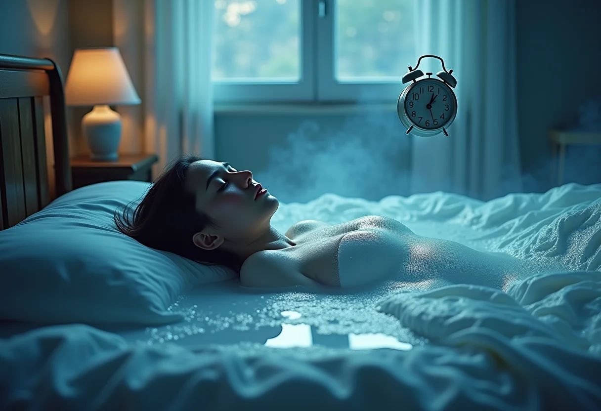 Inércia do sono: pessoa presa em cama líquida.