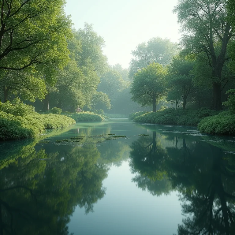 Jardim refletido em um lago, simbolizando o reflexo do interior