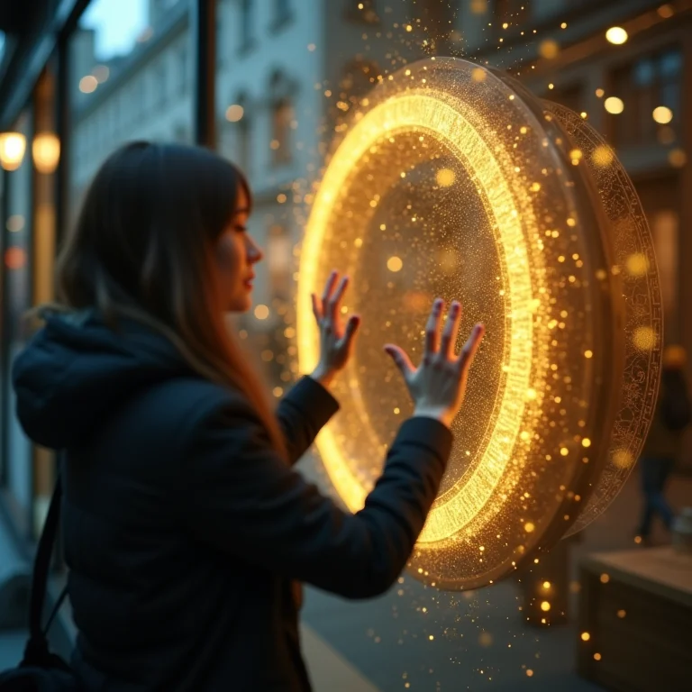 Mão alcançando anel de ouro em vitrine, simbolizando busca por segurança