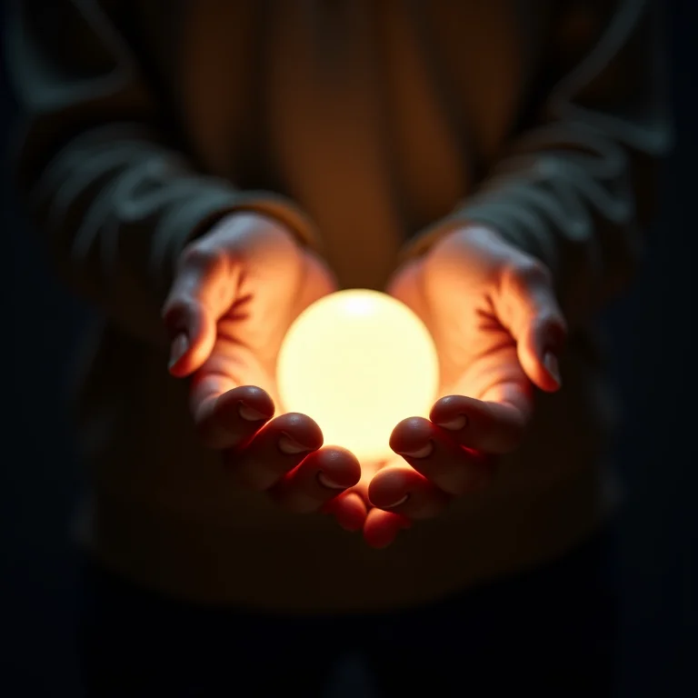 Mãos liberando luzes na escuridão, técnicas de relaxamento para um sono profundo