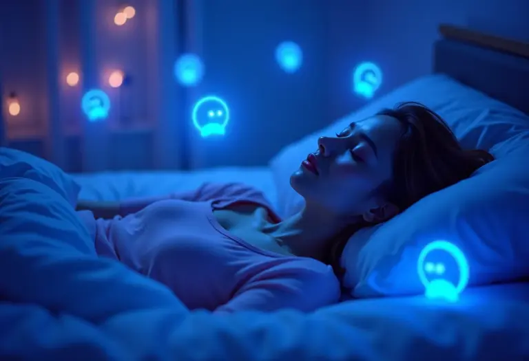 Mulher dormindo com assistentes virtuais para o sono