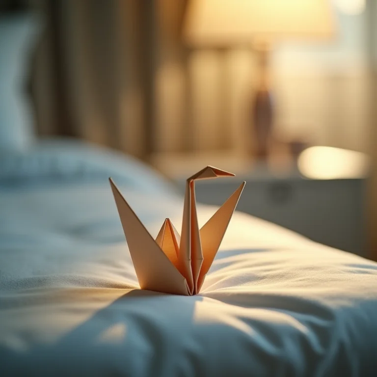 Origami de origami perfeitamente posicionado, simbolizando a atenção aos detalhes que encantam e promovem o bem-estar.