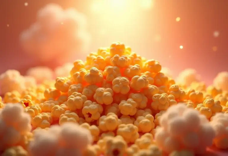 Pipoca doce transbordante, representando a doçura dos sonhos.