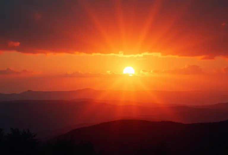 Pôr do sol laranja onírico: mistério e transformação.
