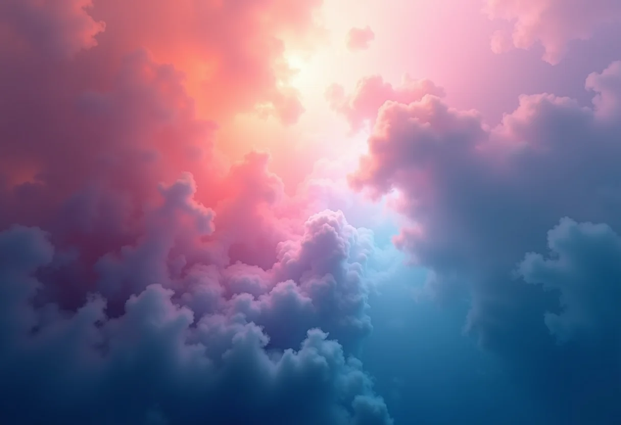 Representação visual de sonhos abstratos com cores vibrantes e formas indefinidas.