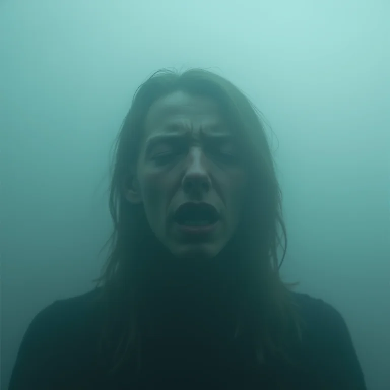 Rosto na névoa representando a dificuldade de respirar na apneia.