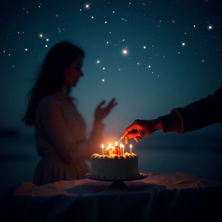 Silhueta cortando um bolo de aniversário, representando tomar decisões e celebrar a vida.