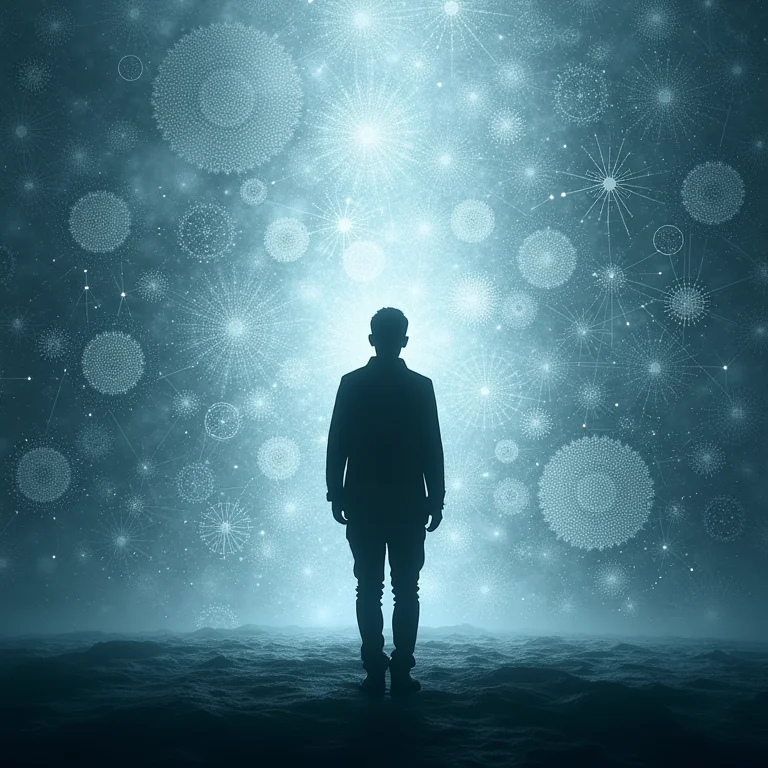 Silhueta diante de padrões abstratos, representando a identificação de padrões no sono.