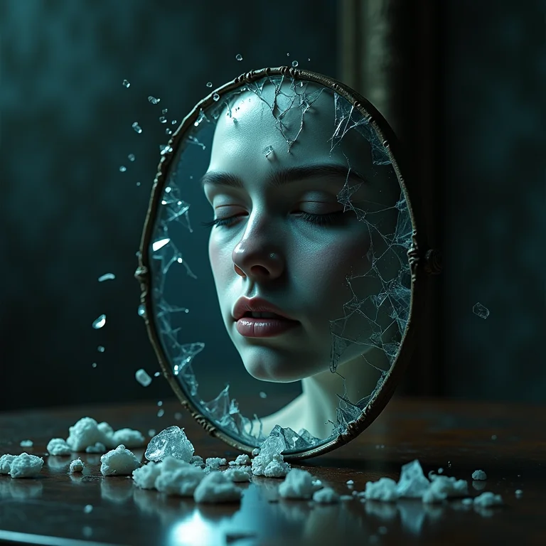 Sonhar com a identidade da vítima: espelho quebrado e reflexo distorcido