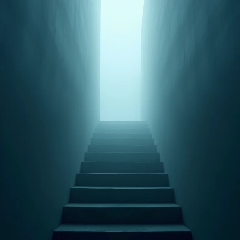 Sonhar com cenário de sonho: escadaria para o desconhecido na névoa