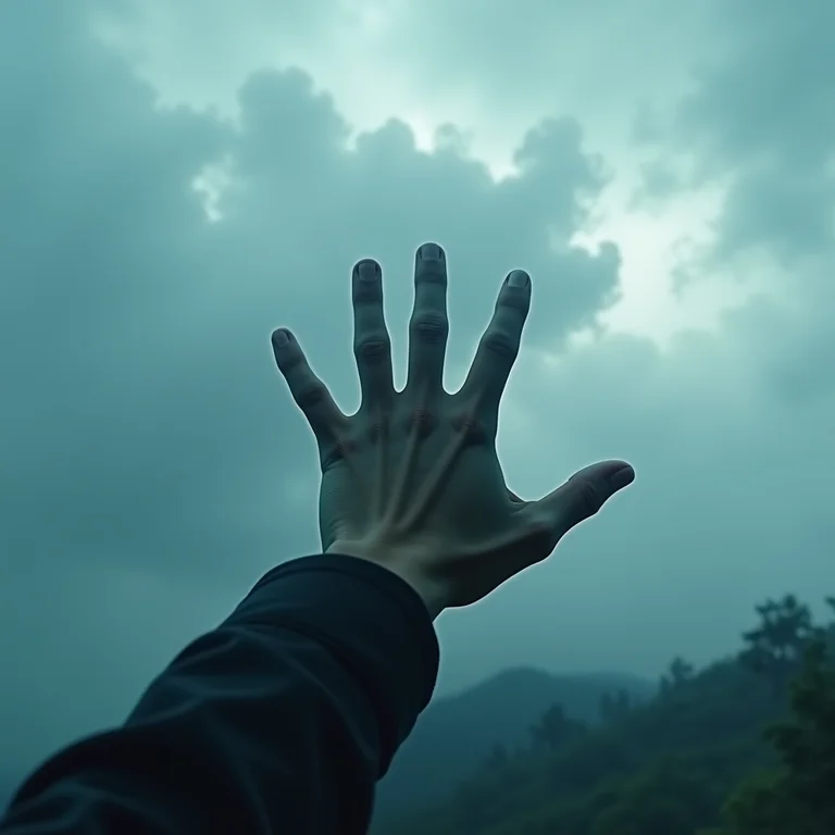 Sonhar com emoções: silhueta tempestuosa e mão em desespero