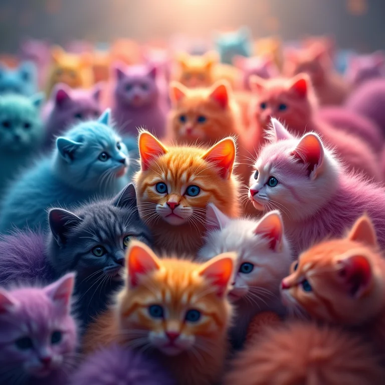 Sonhar com muitos gatos coloridos: Alegria, criatividade e expressão da individualidade.