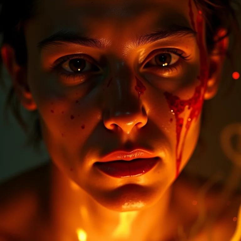 Sonhar com o fogo do inferno te queimando: close-up de pele queimada