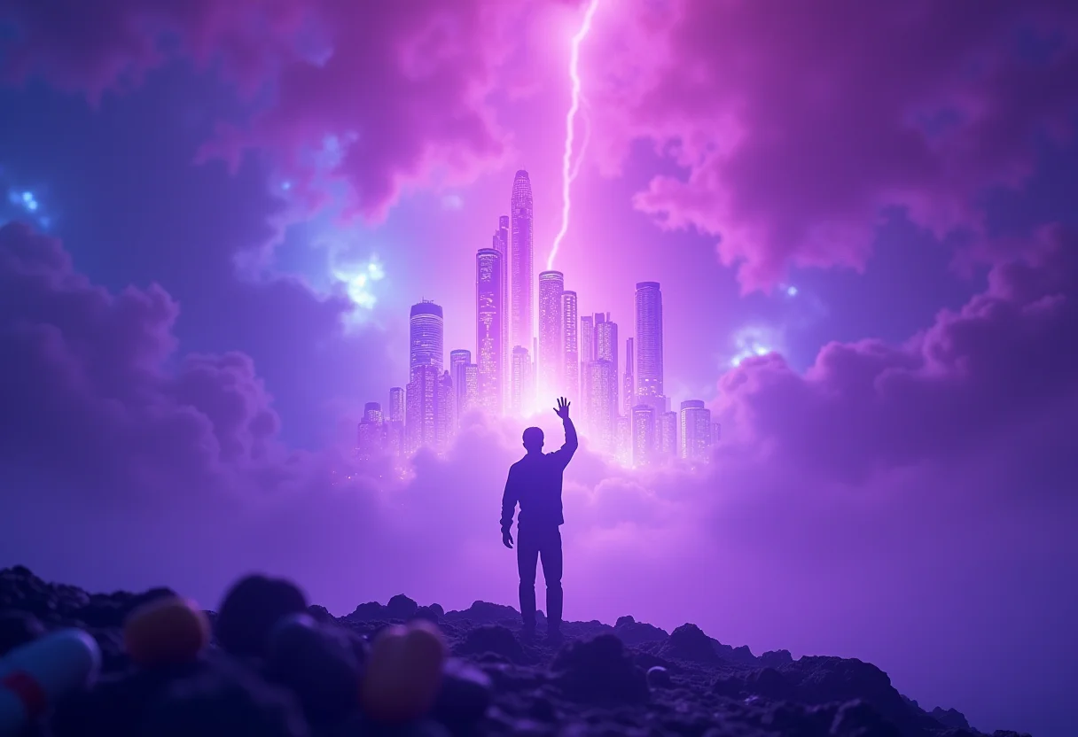 Sonho com drogas: Subconsciente e escapismo em imagem surreal.