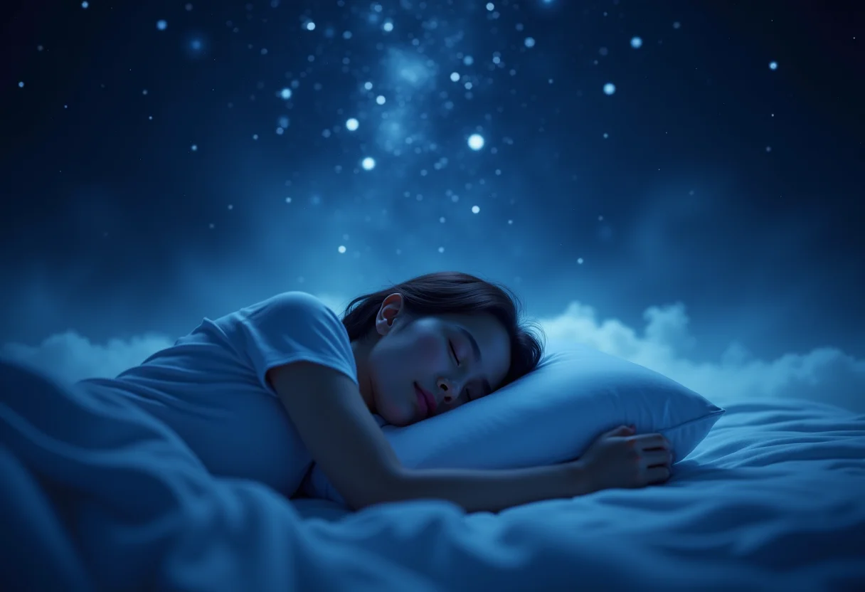 Sono tranquilo com travesseiro da Nasa e céu estrelado