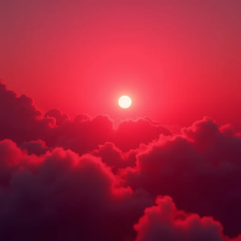 Tons de vermelho no céu, paleta de cores, interpretação onírica